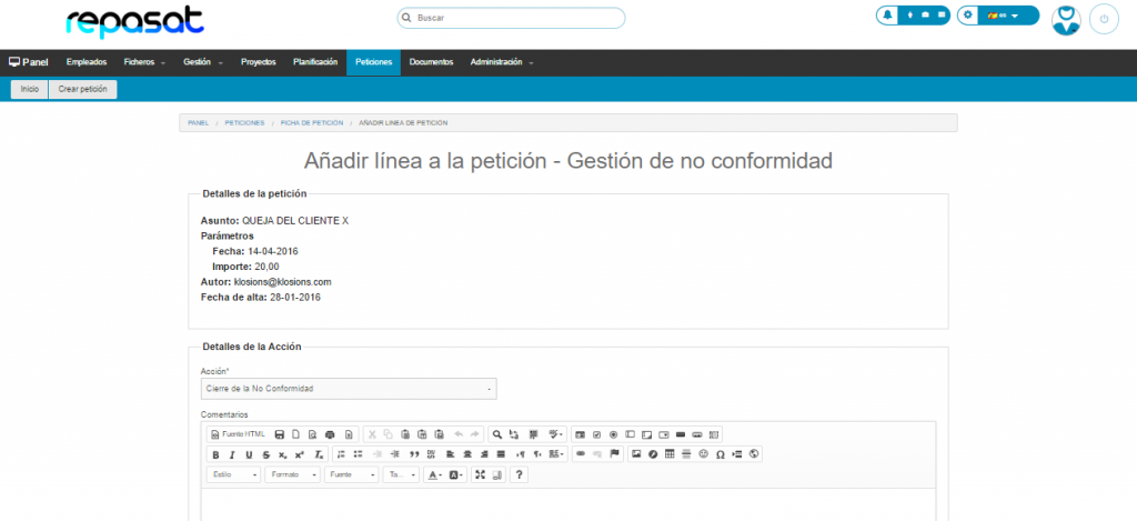 Repasat Workflow incidencia